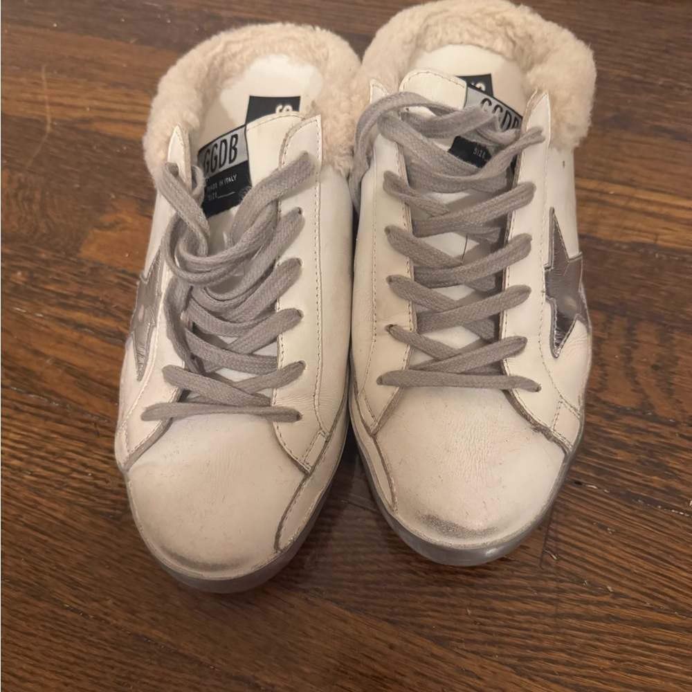 Golden Goose Beige and Metallic Sneakers with Sherpa-Size 39 - Picture 3 of 8